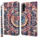 Samsung Galaxy A14 5G / A14 4G PU-läderfodral med 3D-mönstertryck och plånboksfodral med handledsrem
