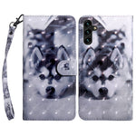 Samsung Galaxy A14 5G / A14 4G PU-läderfodral med 3D-mönstertryck och plånboksfodral med handledsrem