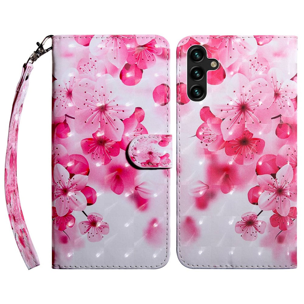 Samsung Galaxy A14 5G / A14 4G PU-läderfodral med 3D-mönstertryck och plånboksfodral med handledsrem