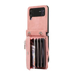 For Samsung Galaxy Z Flip4 5G Case PU Leather + TPU RFID Blocking Card Slots Phone Cover with 2 Straps