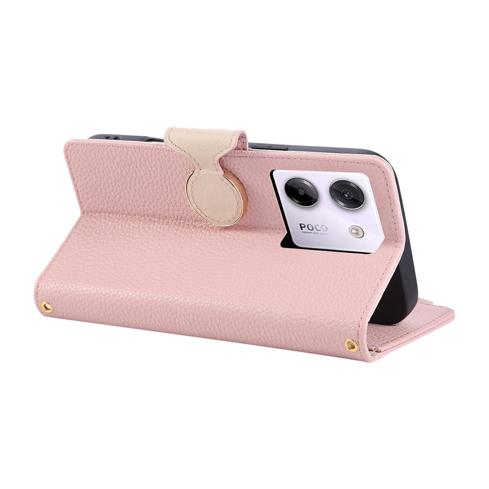 For Xiaomi Poco M7 Pro 5G Case Zipper Wallet Leather Phone Cover with Wrist Strap