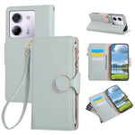 For Xiaomi Poco M7 Pro 5G Case Zipper Wallet Leather Phone Cover with Wrist Strap