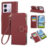 For Xiaomi Poco M7 Pro 5G Case Zipper Wallet Leather Phone Cover with Wrist Strap