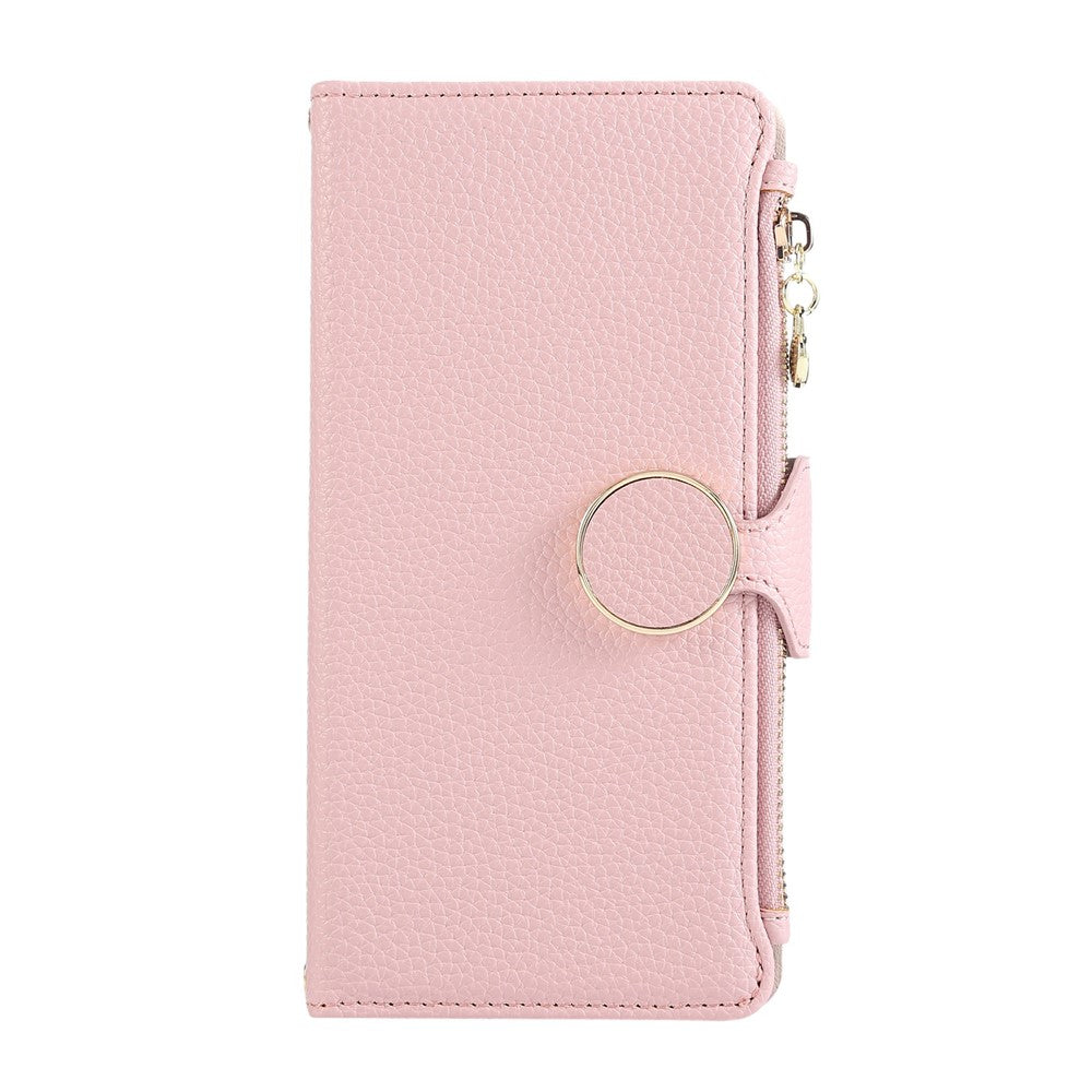 For Xiaomi Redmi Note 14 4G (164.84mm) Case Zipper Wallet Leather Phone Cover with Wrist Strap