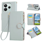For Xiaomi Redmi Note 14 4G (164.84mm) Case Zipper Wallet Leather Phone Cover with Wrist Strap