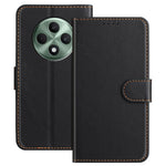 Til Oppo Reno12 F 4G / Oppo Reno12 FS 5G / Oppo Reno12 F 5G læderetui pung stander ensfarvet anti-drop telefoncover