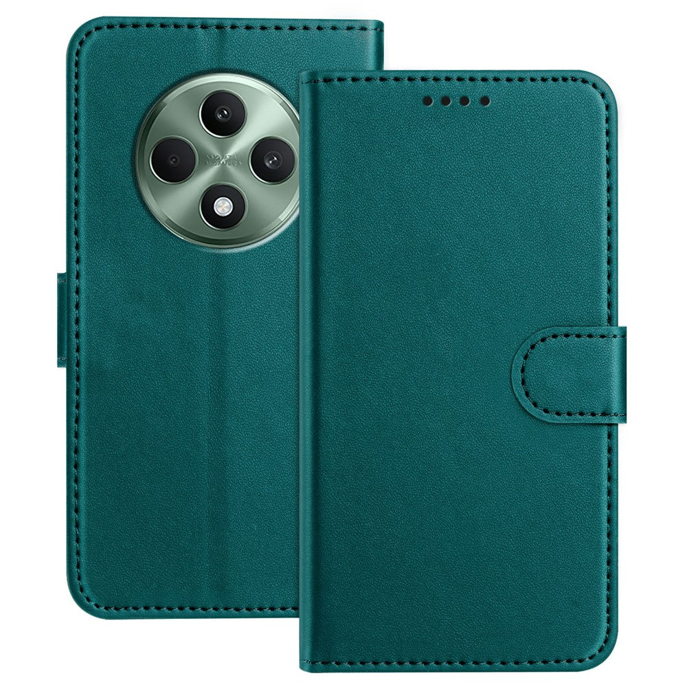 Til Oppo Reno12 F 4G / Oppo Reno12 FS 5G / Oppo Reno12 F 5G læderetui pung stander ensfarvet anti-drop telefoncover