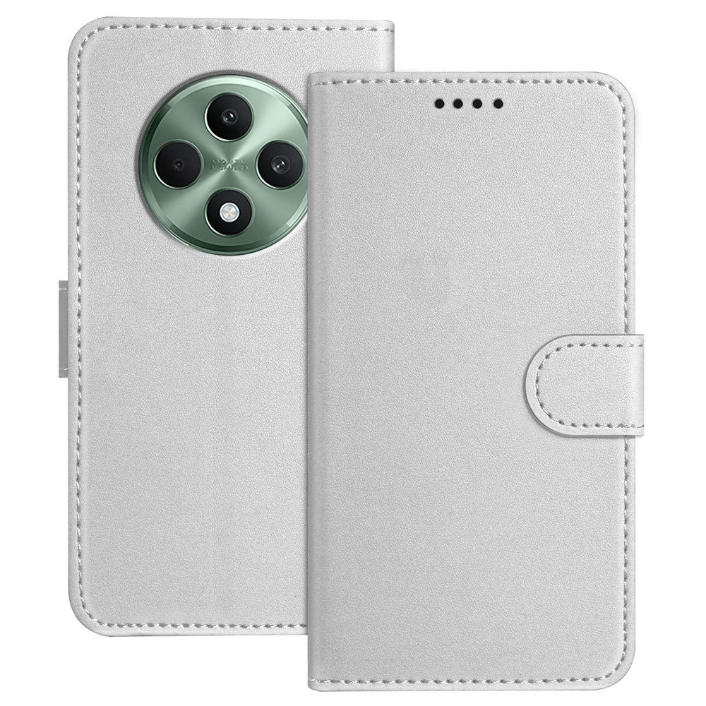 Til Oppo Reno12 F 4G / Oppo Reno12 FS 5G / Oppo Reno12 F 5G læderetui pung stander ensfarvet anti-drop telefoncover