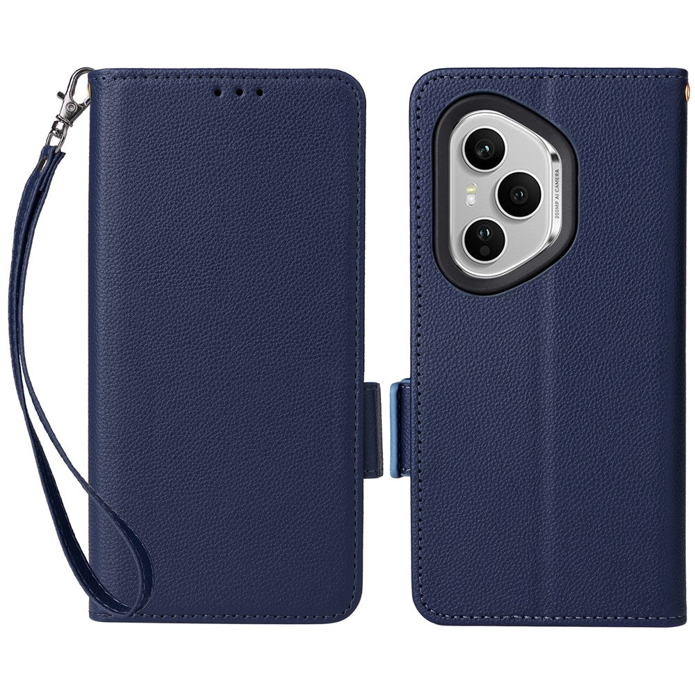 For Honor 400 Pro 5G (Global) Case with Wrist Strap Litchi Texture PU Leather Wallet Phone Cover