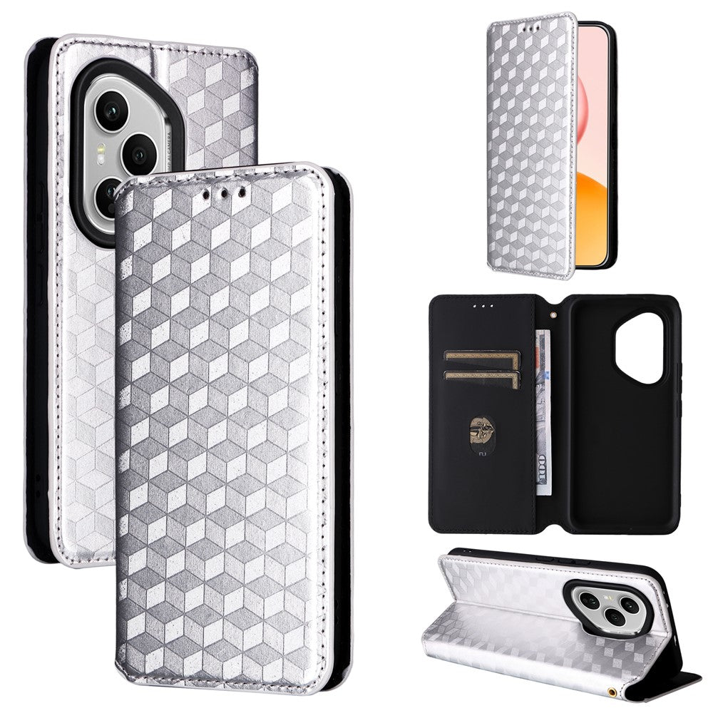 For Honor 400 Pro 5G (Global) Case Wallet Rhombus Imprinted Leather Phone Cover