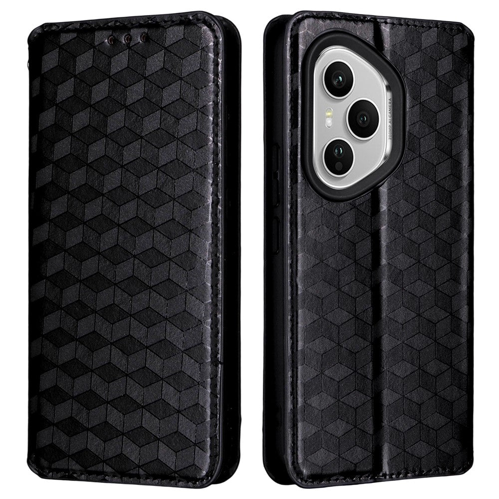 For Honor 400 Pro 5G (Global) Case Wallet Rhombus Imprinted Leather Phone Cover