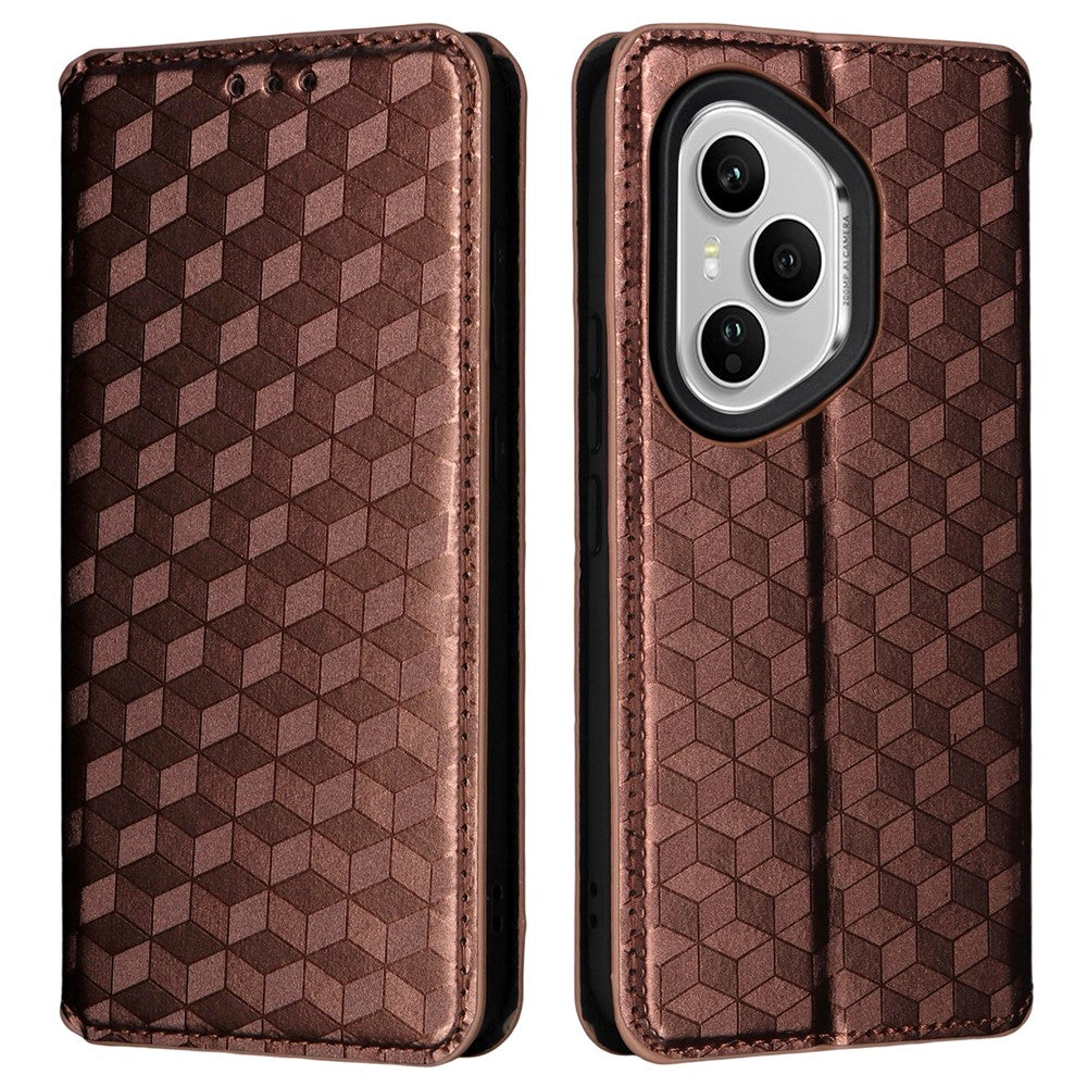 For Honor 400 Pro 5G (Global) Case Wallet Rhombus Imprinted Leather Phone Cover