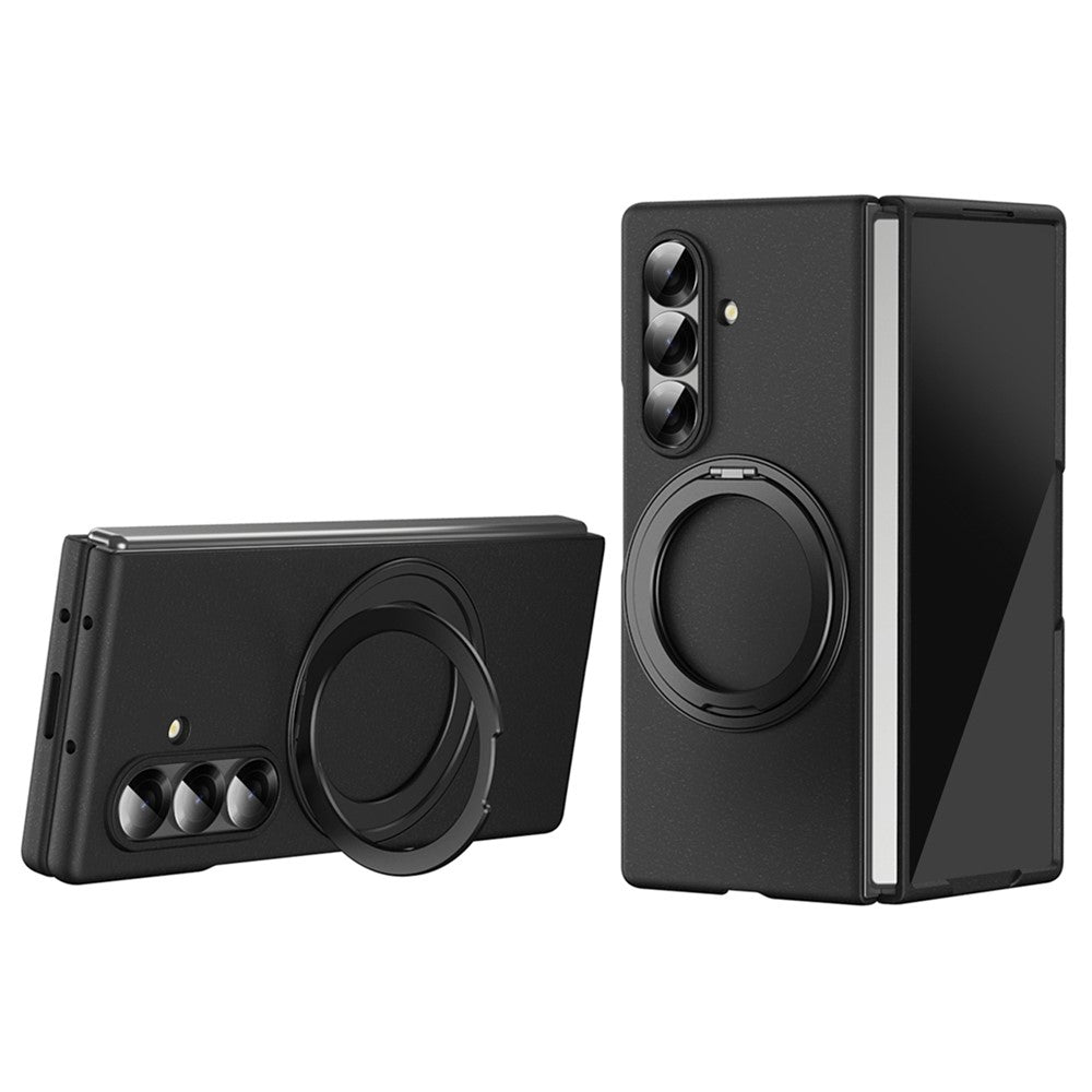 For Samsung Galaxy Z Fold7 5G Magnetic Case Ring Kickstand Hard PC Cover with Tempered Glass Screen Film