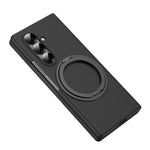 For Samsung Galaxy Z Fold7 5G Magnetic Case Ring Kickstand Hard PC Cover with Tempered Glass Screen Film