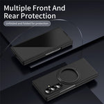 For Samsung Galaxy Z Fold7 5G Magnetic Case Ring Kickstand Hard PC Cover with Tempered Glass Screen Film