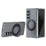 For Samsung Galaxy Z Fold7 5G Magnetic Case Ring Kickstand Hard PC Cover with Tempered Glass Screen Film