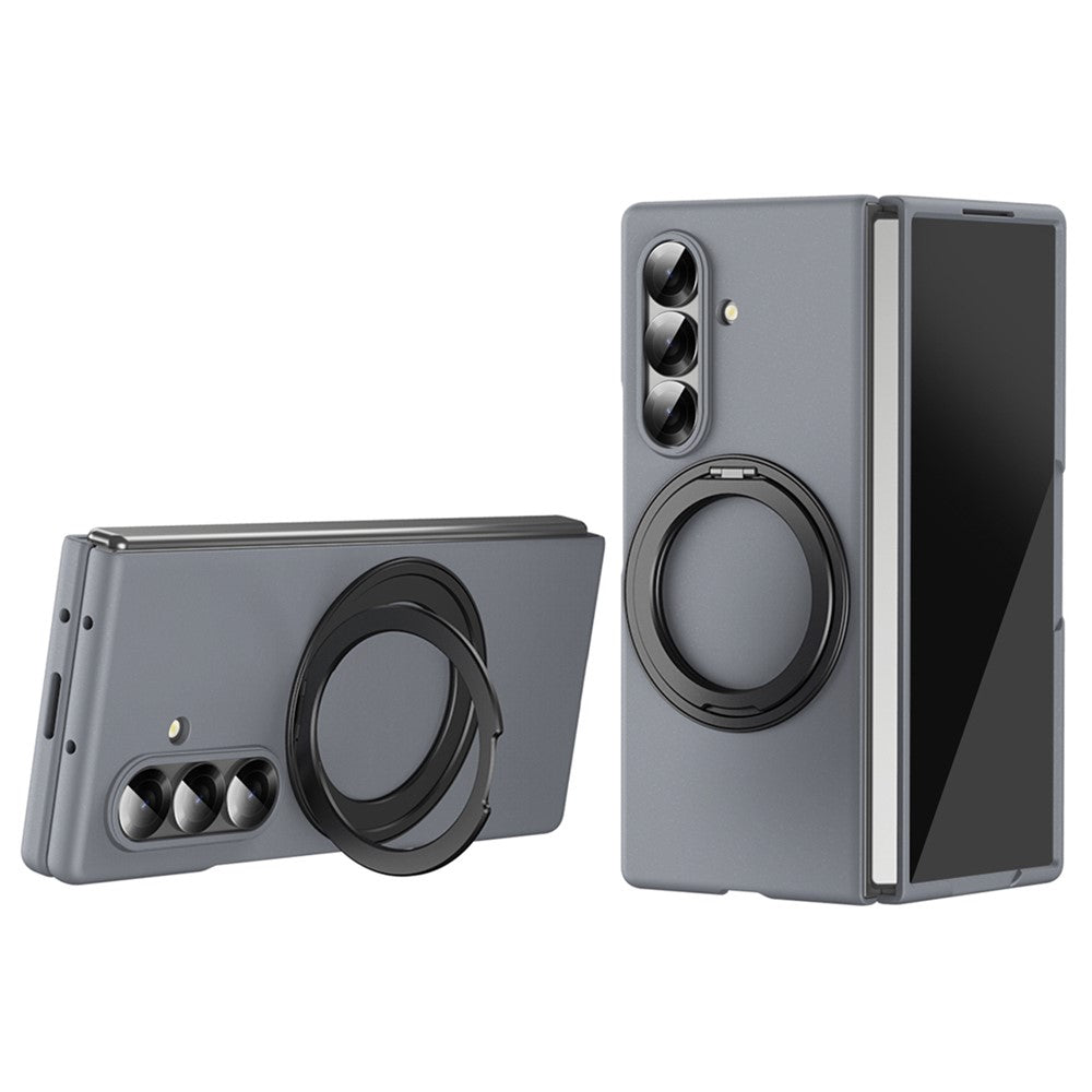 For Samsung Galaxy Z Fold7 5G Magnetic Case Ring Kickstand Hard PC Cover with Tempered Glass Screen Film
