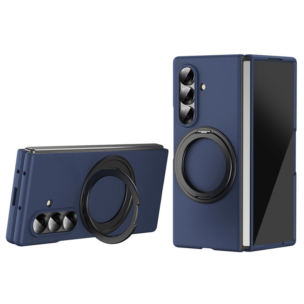 For Samsung Galaxy Z Fold7 5G Magnetic Case Ring Kickstand Hard PC Cover with Tempered Glass Screen Film