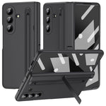 For Samsung Galaxy Z Fold7 5G Case Kickstand PC Phone Back Cover with Stylus and Tempered Glass Film