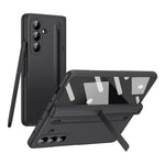 For Samsung Galaxy Z Fold7 5G Case Kickstand PC Phone Back Cover with Stylus and Tempered Glass Film