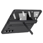 For Samsung Galaxy Z Fold7 5G Case Kickstand PC Phone Back Cover with Stylus and Tempered Glass Film
