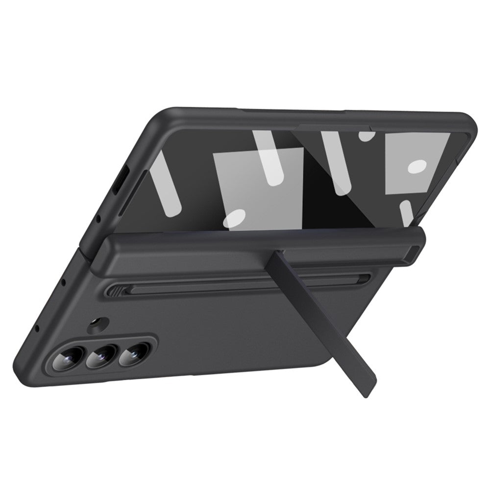 For Samsung Galaxy Z Fold7 5G Case Kickstand PC Phone Back Cover with Stylus and Tempered Glass Film