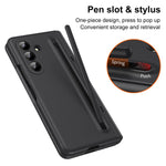 For Samsung Galaxy Z Fold7 5G Case Kickstand PC Phone Back Cover with Stylus and Tempered Glass Film