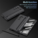 For Samsung Galaxy Z Fold7 5G Case Kickstand PC Phone Back Cover with Stylus and Tempered Glass Film