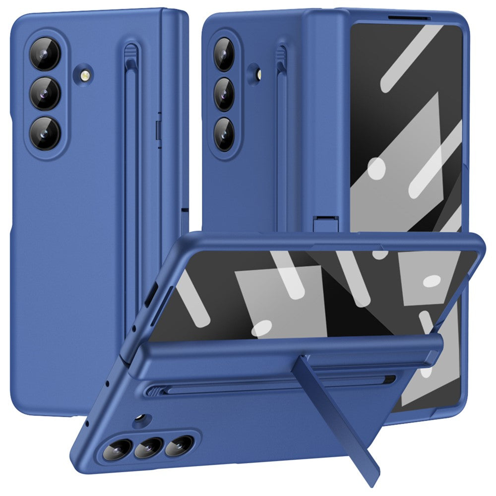 For Samsung Galaxy Z Fold7 5G Case Kickstand PC Phone Back Cover with Stylus and Tempered Glass Film