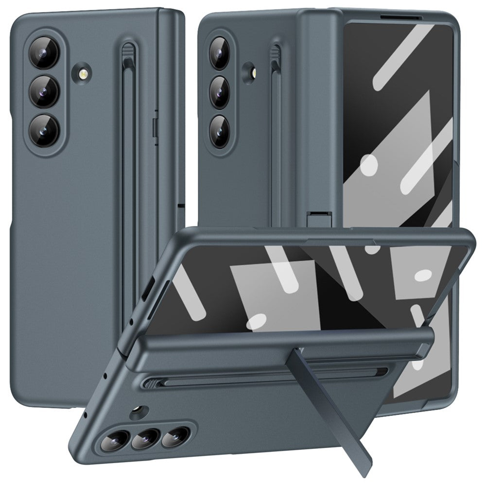 For Samsung Galaxy Z Fold7 5G Case Kickstand PC Phone Back Cover with Stylus and Tempered Glass Film