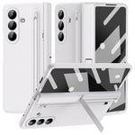 For Samsung Galaxy Z Fold7 5G Case Kickstand PC Phone Back Cover with Stylus and Tempered Glass Film