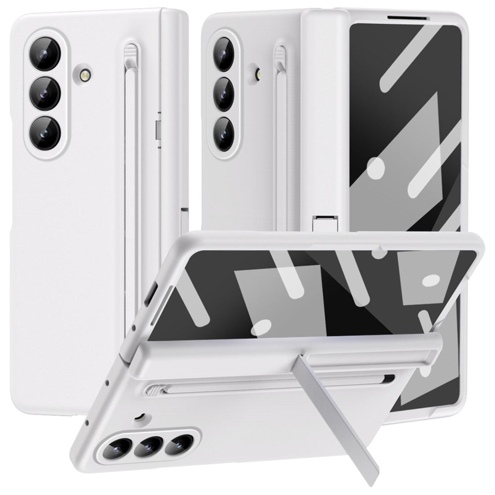For Samsung Galaxy Z Fold7 5G Case Kickstand PC Phone Back Cover with Stylus and Tempered Glass Film