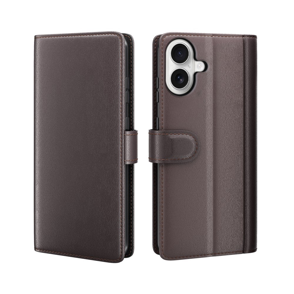 For iPhone 17 Case Genuine Split Leather Phone Cover with Wallet Stand