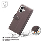 For iPhone 17 Case Genuine Split Leather Phone Cover with Wallet Stand