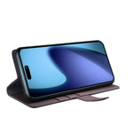For iPhone 17 Case Genuine Split Leather Phone Cover with Wallet Stand