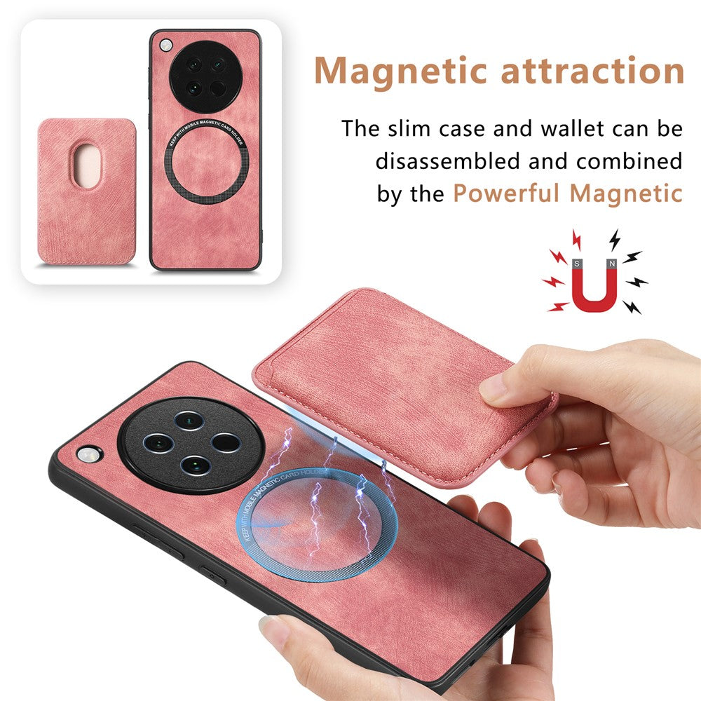 For Oppo Find X8s 5G Magnetic Case Leather Back Cover with Detachable Card Holder