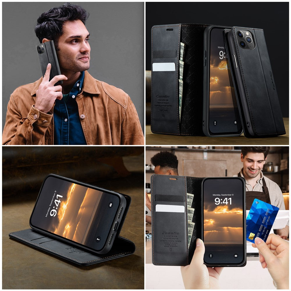 CASEME For iPhone 11 Pro Case  033 Series RFID Blocking Wallet Stand Calf Texture Leather Phone Cover