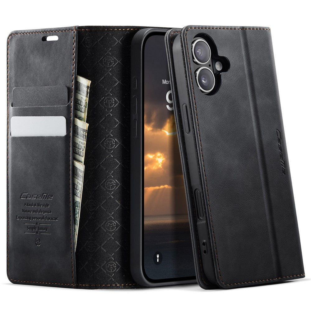 CASEME For iPhone 16 Plus Case  033 Series RFID Blocking Wallet Stand Calf Texture Leather Phone Cover