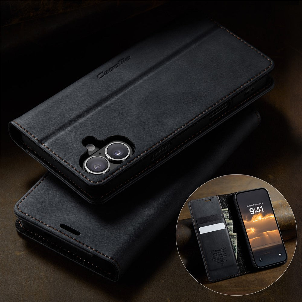 CASEME For iPhone 16 Plus Case  033 Series RFID Blocking Wallet Stand Calf Texture Leather Phone Cover
