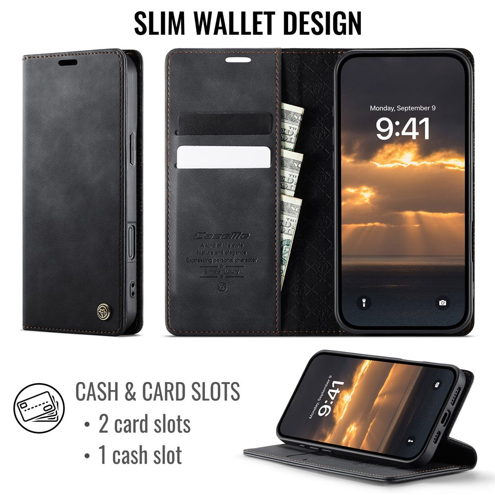 CASEME For iPhone 16 Plus Case  033 Series RFID Blocking Wallet Stand Calf Texture Leather Phone Cover