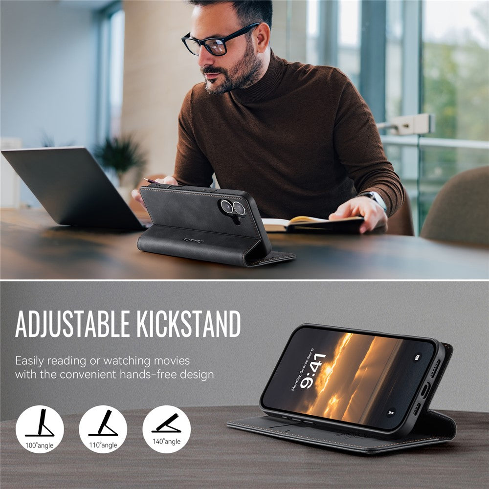 CASEME For iPhone 16 Plus Case  033 Series RFID Blocking Wallet Stand Calf Texture Leather Phone Cover
