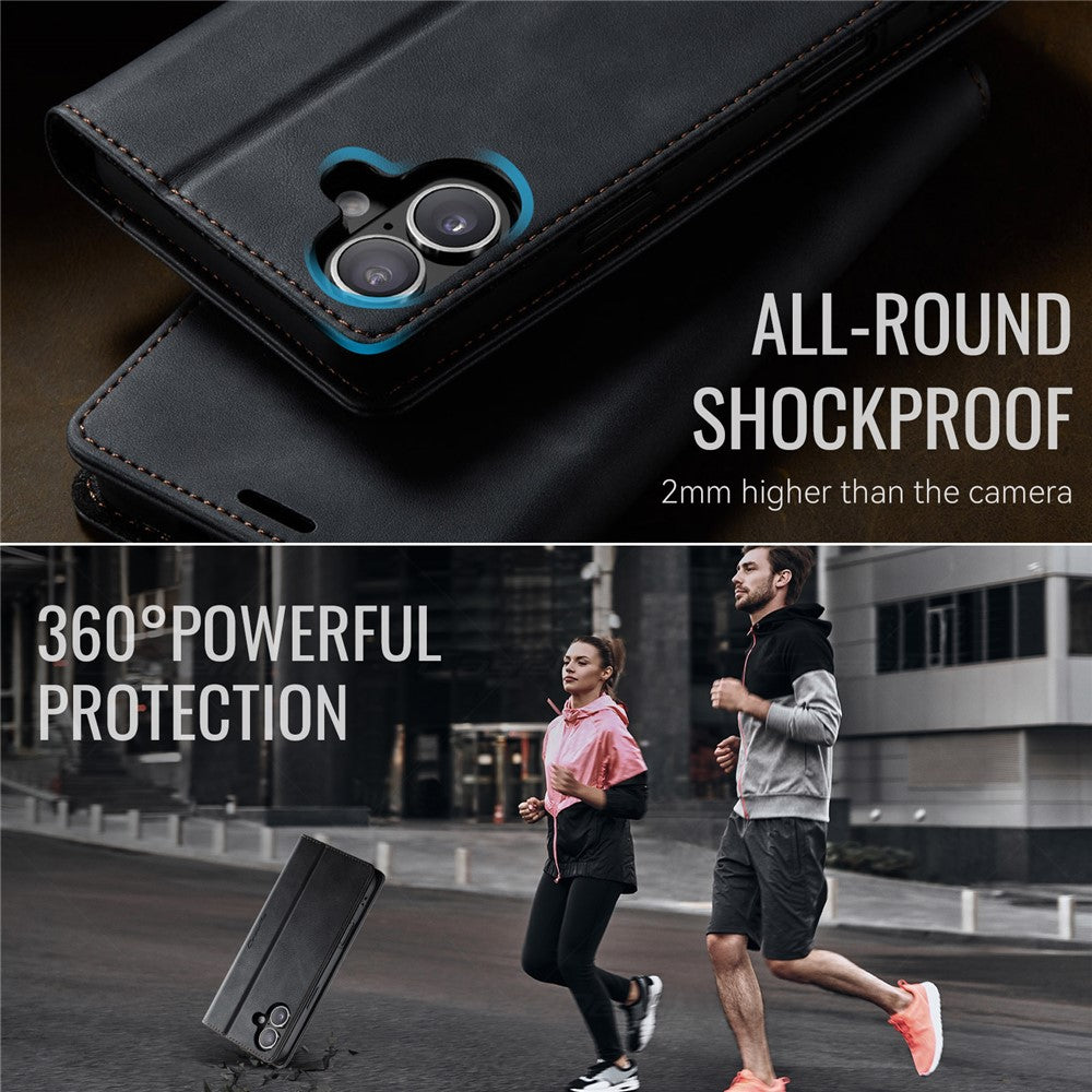 CASEME For iPhone 16 Plus Case  033 Series RFID Blocking Wallet Stand Calf Texture Leather Phone Cover