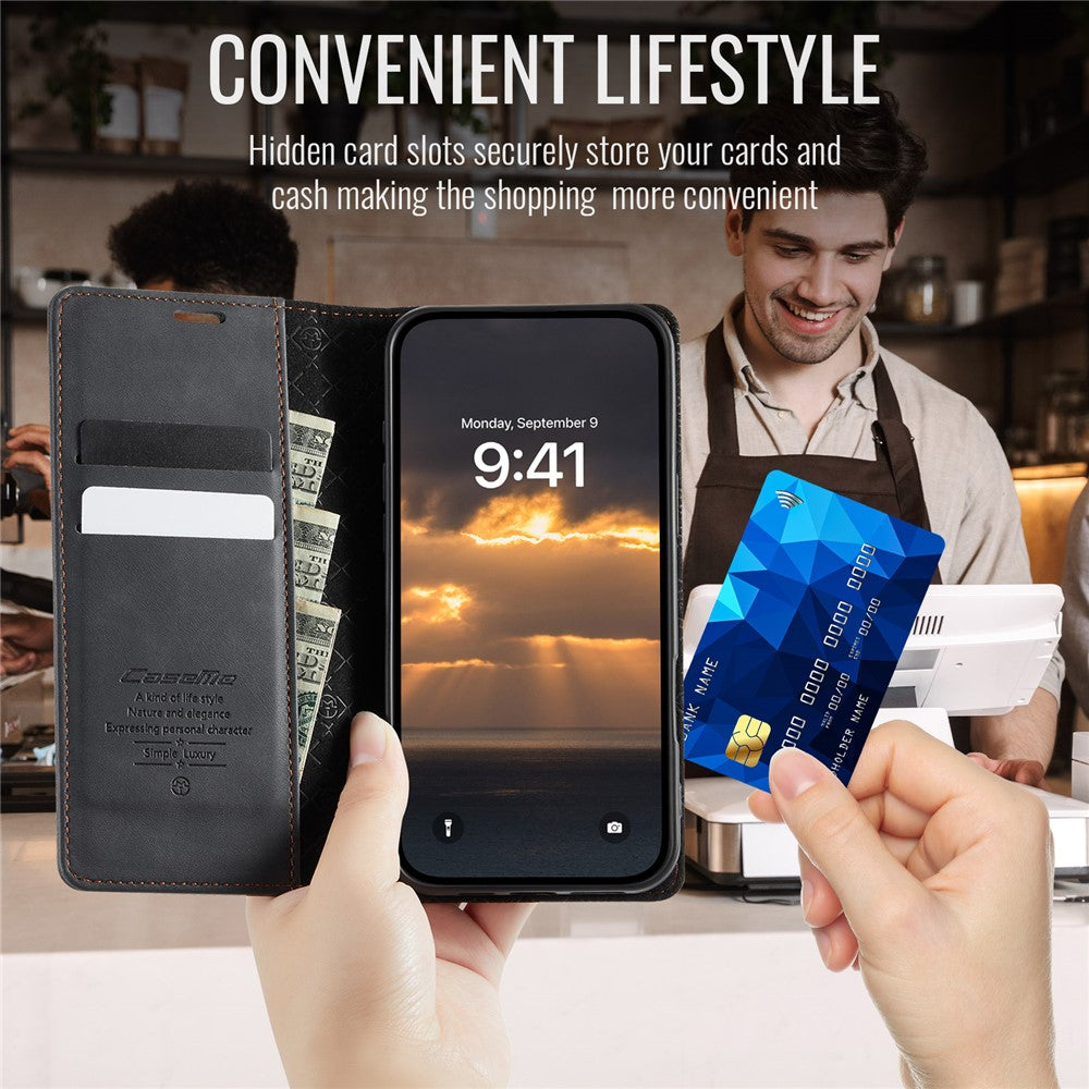 CASEME For iPhone 16 Plus Case  033 Series RFID Blocking Wallet Stand Calf Texture Leather Phone Cover