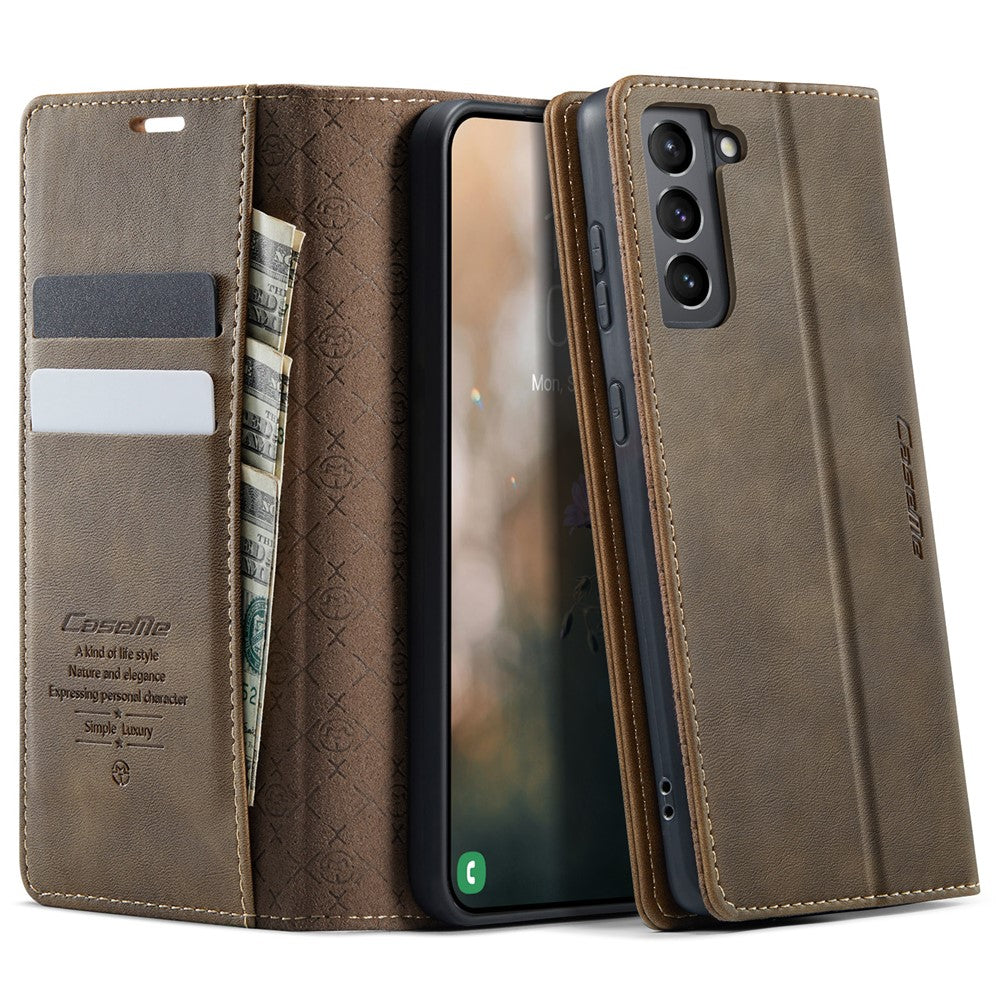 CASEME For Samsung Galaxy S21 5G Case  033 Series RFID Blocking Wallet Stand Calf Texture Leather Phone Cover