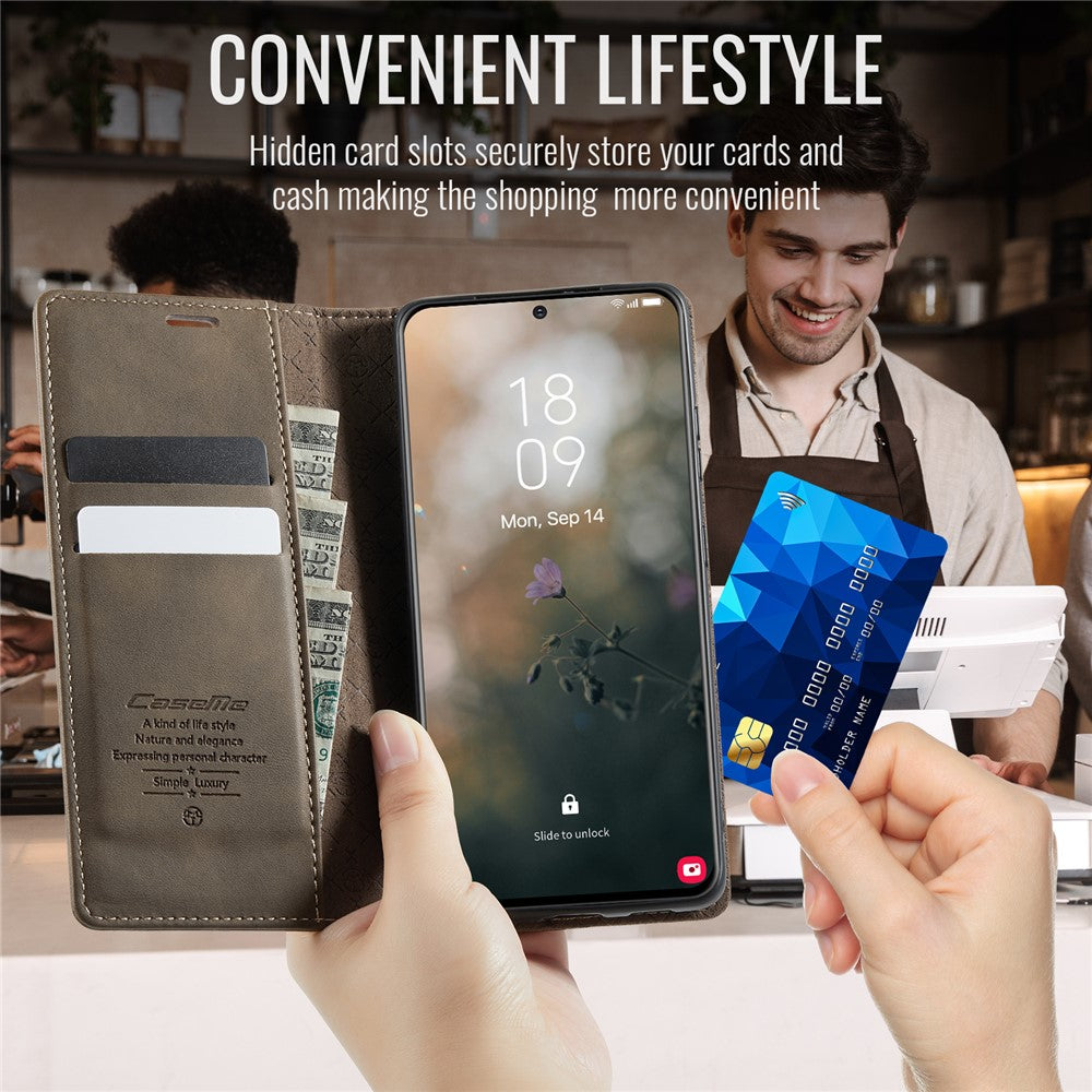 CASEME For Samsung Galaxy S21 5G Case  033 Series RFID Blocking Wallet Stand Calf Texture Leather Phone Cover