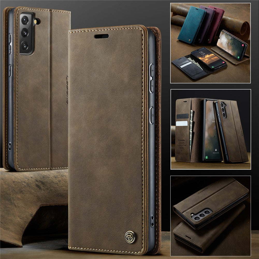 CASEME For Samsung Galaxy S21 FE 5G Case  033 Series RFID Blocking Wallet Stand Calf Texture Leather Phone Cover