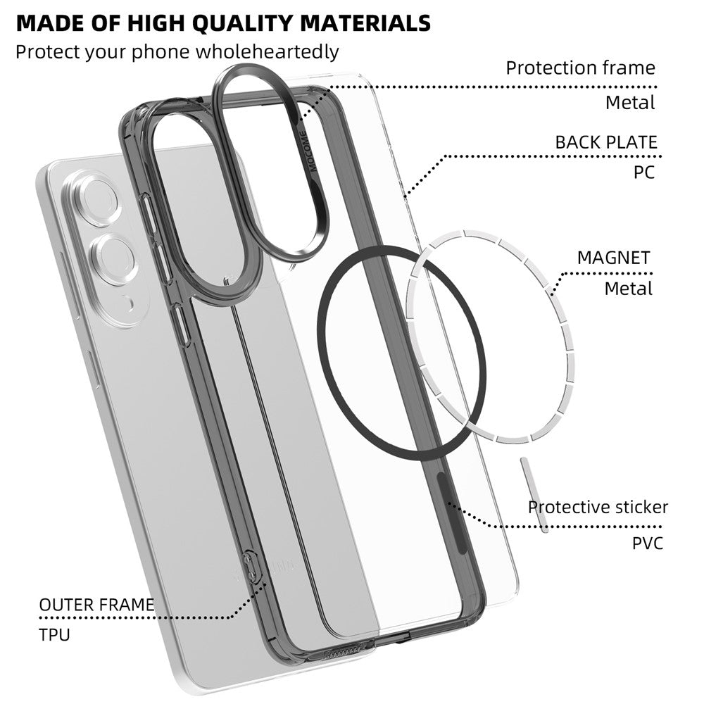 For Samsung Galaxy S25 Edge Magnetic Case TPU PC Clear Phone Cover