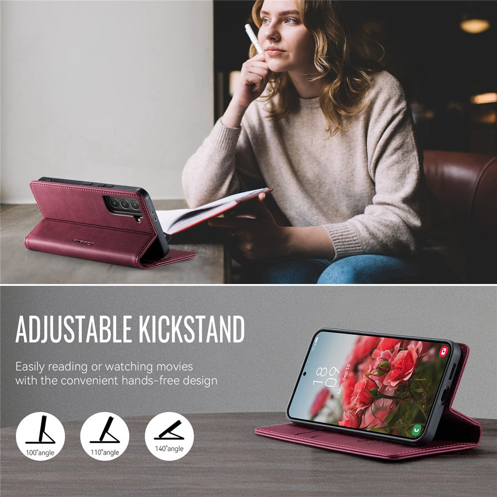 CASEME For Samsung Galaxy S22 5G Case  033 Series RFID Blocking Wallet Stand Calf Texture Leather Phone Cover