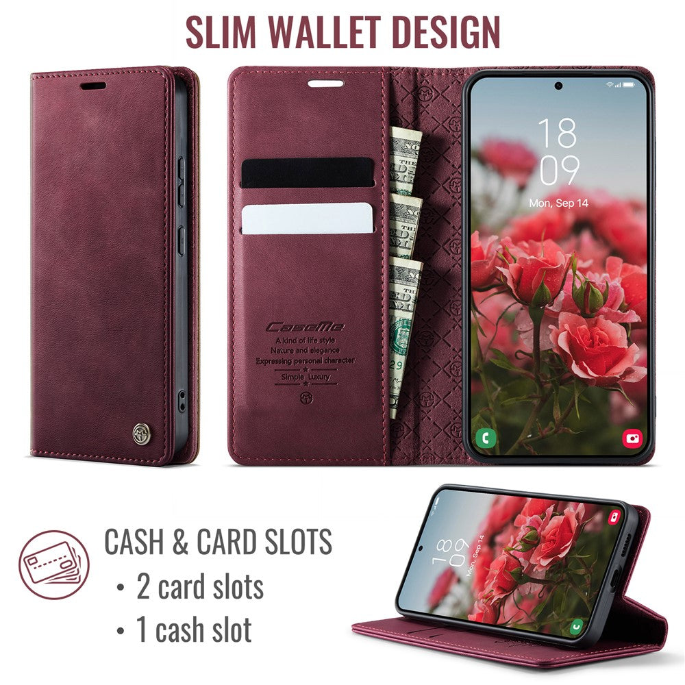 CASEME For Samsung Galaxy S22+ 5G Case 033 Series RFID Blocking Wallet Stand Calf Texture Leather Phone Cover