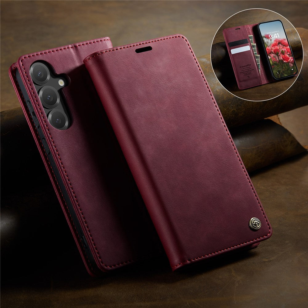 CASEME til Samsung Galaxy S25+ / Galaxy S24+ etui 033 Series RFID Blokerende Pung Stand Kalvestruktur Læder Telefoncover